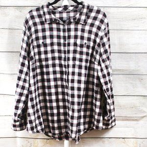 ST JOHNS BAY Black, White & Red Buffalo Check Flannel